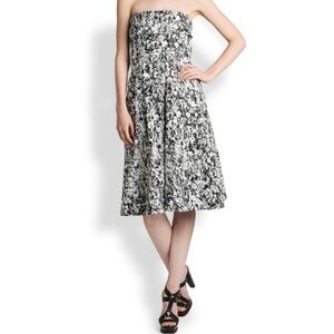 Jil Sander Risikio Black and White Strapless Dress